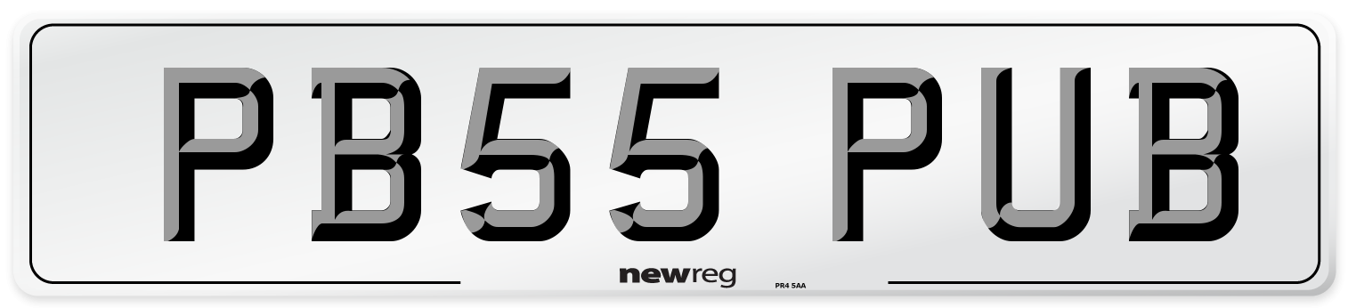 PB55 PUB Number Plate from New Reg